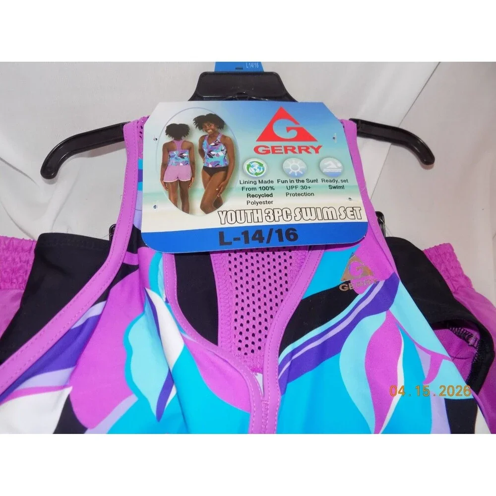 NEW youth girls three piece swim set Gerry size Large 14/16